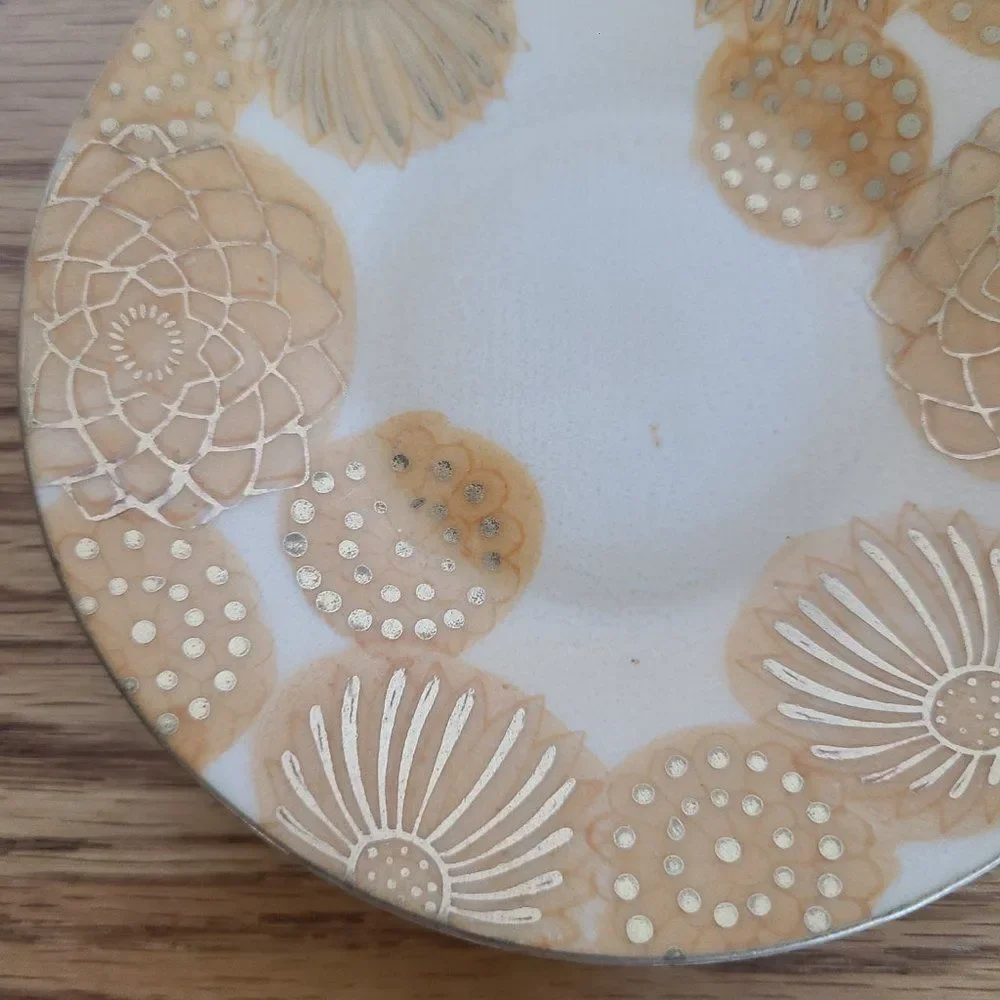 Inarco Demitasse Cup and Saucer Set Golden Splendor Floral Pattern Japan RARE